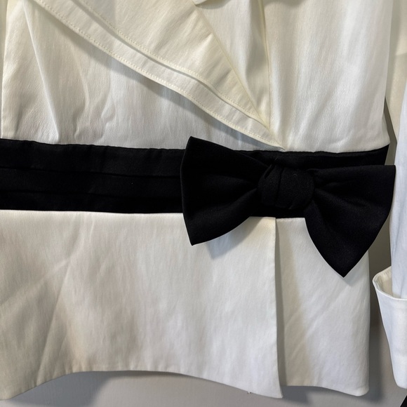 NWT Vintage Victor Costa White Black Evening Blouse Bow Size 8 Formal - Picture 3 of 10